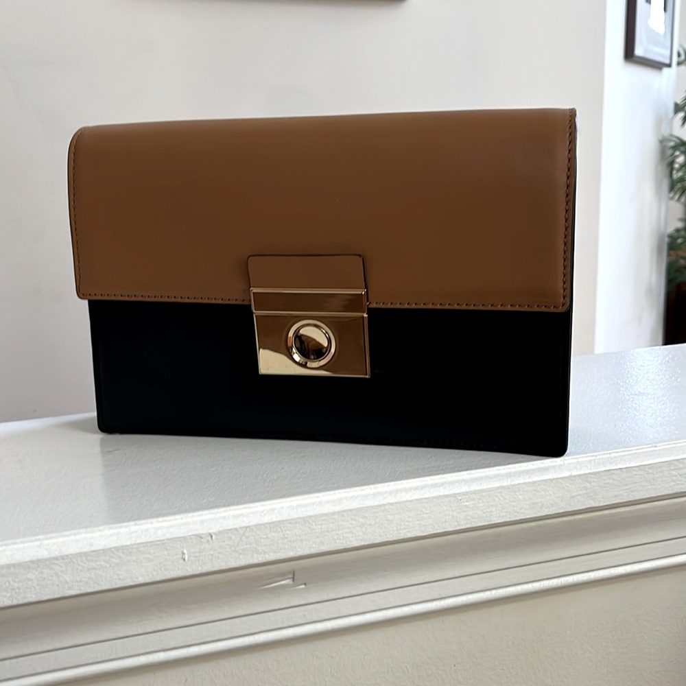 Milly of New York Tan and Black Shoulder Bag